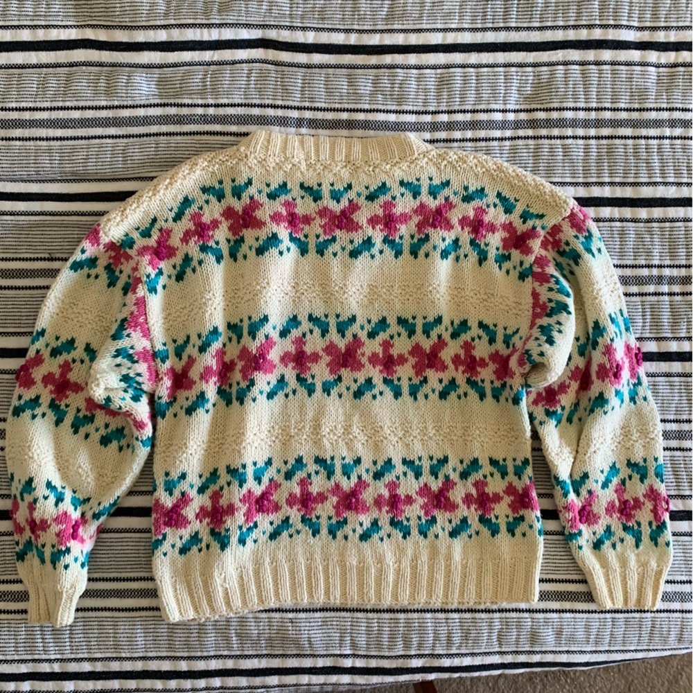 L.L. Bean Fair Isle Cable Knit Sweater - Picture 5 of 12